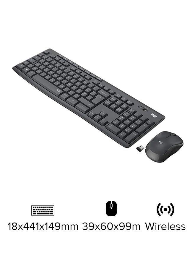 MK295 Silent Wireless Keyboard and Mouse Combo, 10m Wifi Range, 2.4GHz Wireless, Nano USB Receiver, Silent Touch Technology,English-Arabic Layout Black