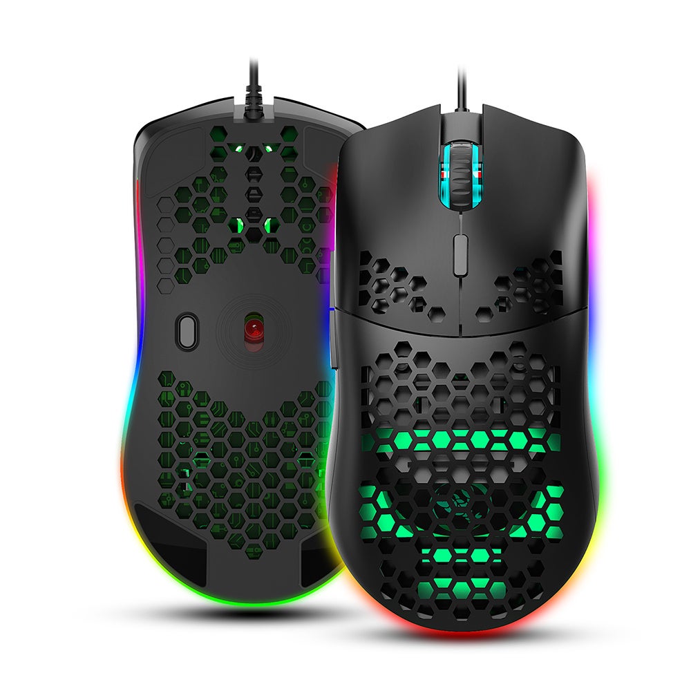 J900 USB Wired Gaming Mouse RGB with Six Adjustable DPI Black