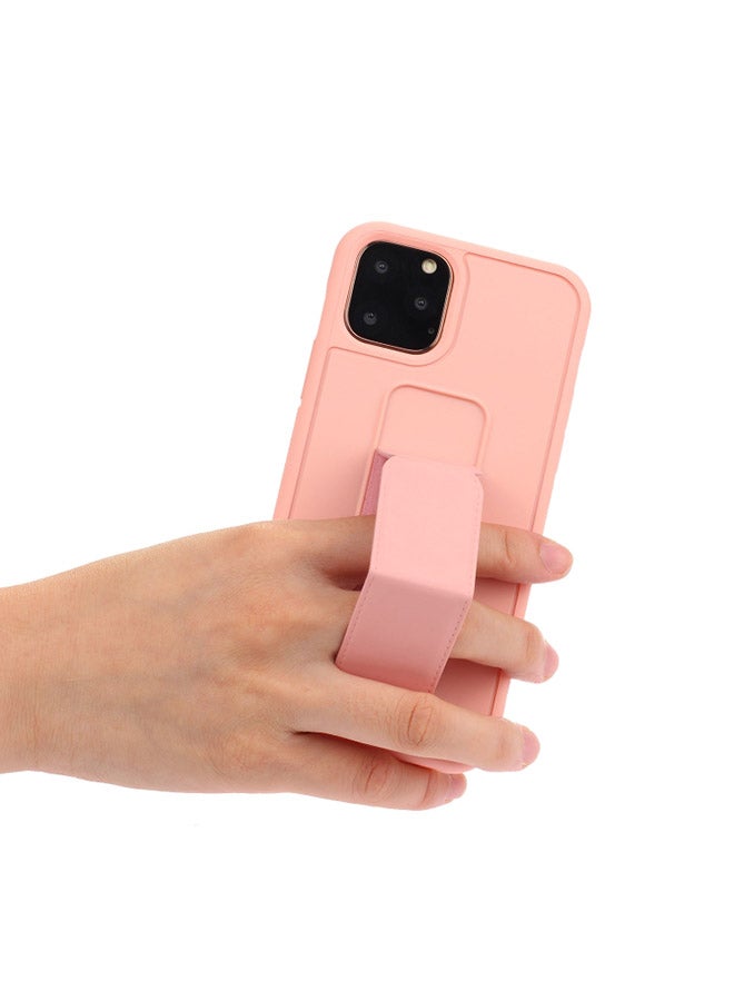 Shockproof PC TPU Protective Case With Wristband Holder For Apple iPhone 12 Pro Max Pink