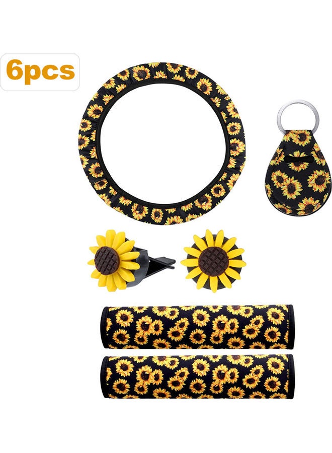 6 Pieces Sunflower Car Accessories Set