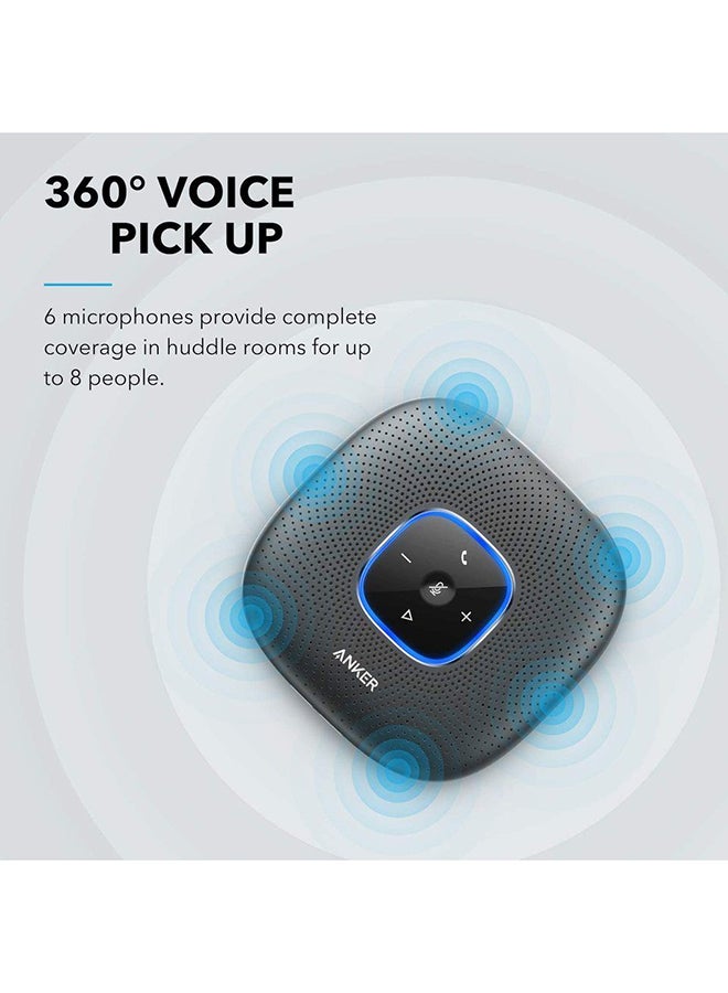 Power Conf Bluetooth Speakerphone, 6 Mics, Enhanced Voice Pickup, 24H Call Time, Bluetooth 5, USB C, Zoom Certified Bluetooth Conference Speaker, Compatible with Leading Platforms For Home Office Black