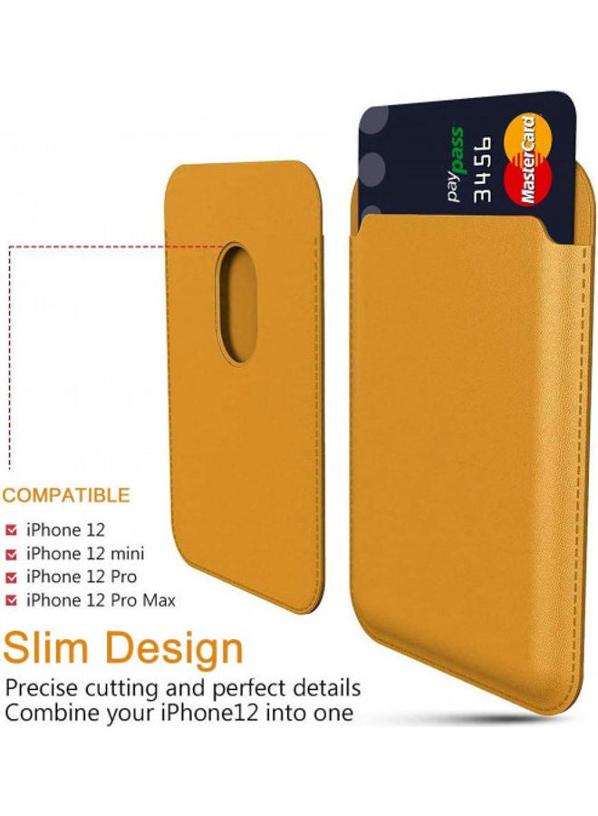 Magnetic Card Holder for Apple iPhone 12/12 Mini/12 Pro/12 Pro Max Yellow