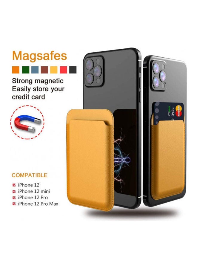 Magnetic Card Holder for Apple iPhone 12/12 Mini/12 Pro/12 Pro Max Yellow