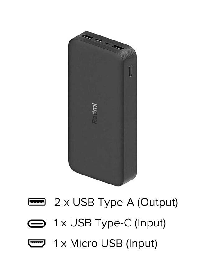 20000mAh High-Speed Charging Technology Powerbank 18 watt Black