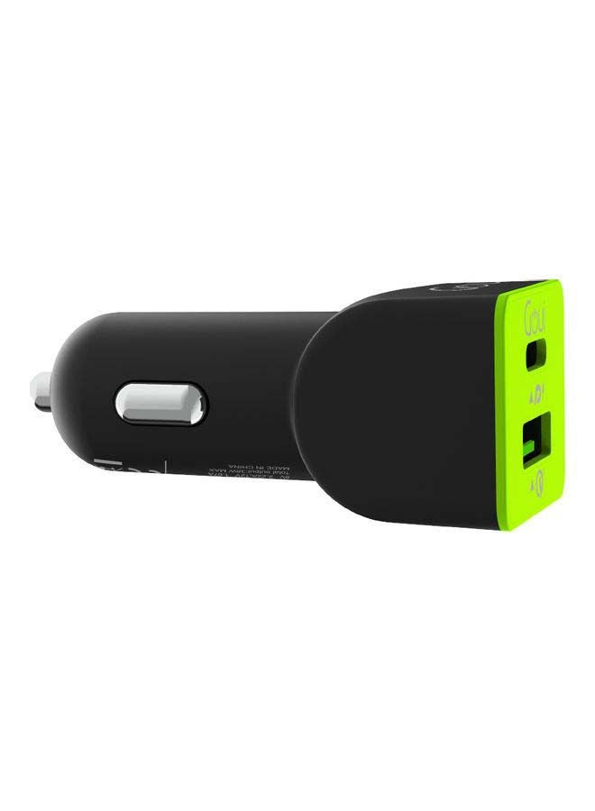 4100.0 mAh 38W Duo PD Car Charger - 2 USB Black/Green