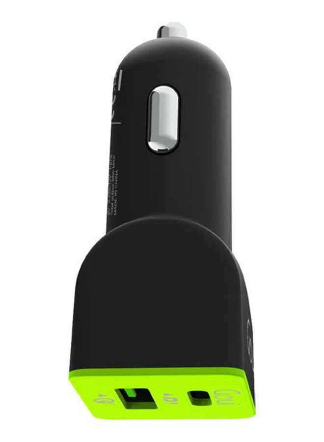 4100.0 mAh 38W Duo PD Car Charger - 2 USB Black/Green