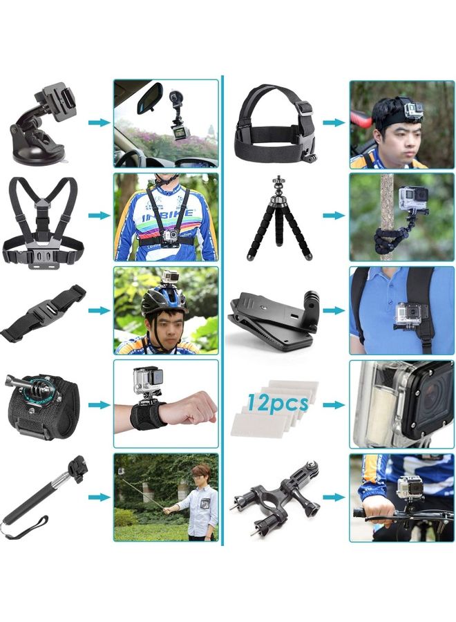 50-In-1 Action Camera Accessory Set For GoPro Action Camera Black