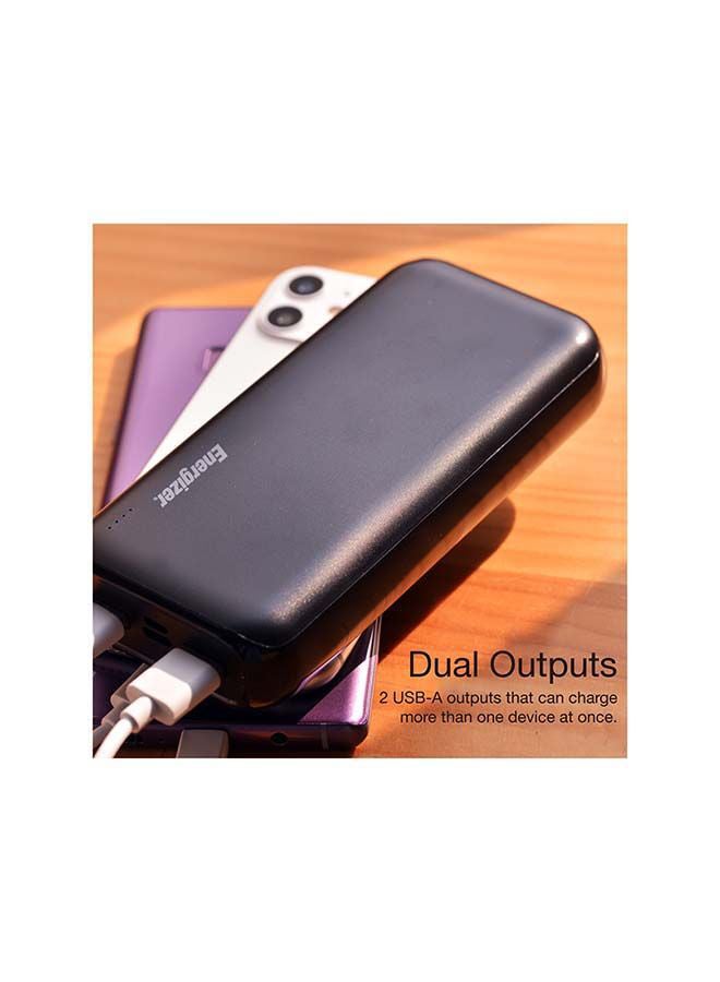 20000 mAh Max 2.1A Rapid Charging Power Bank, Dual Inputs - Type-C, micro-USB and Dual Outputs - USB-A, PowerSafe Management, LED Indicator 10 watt Black