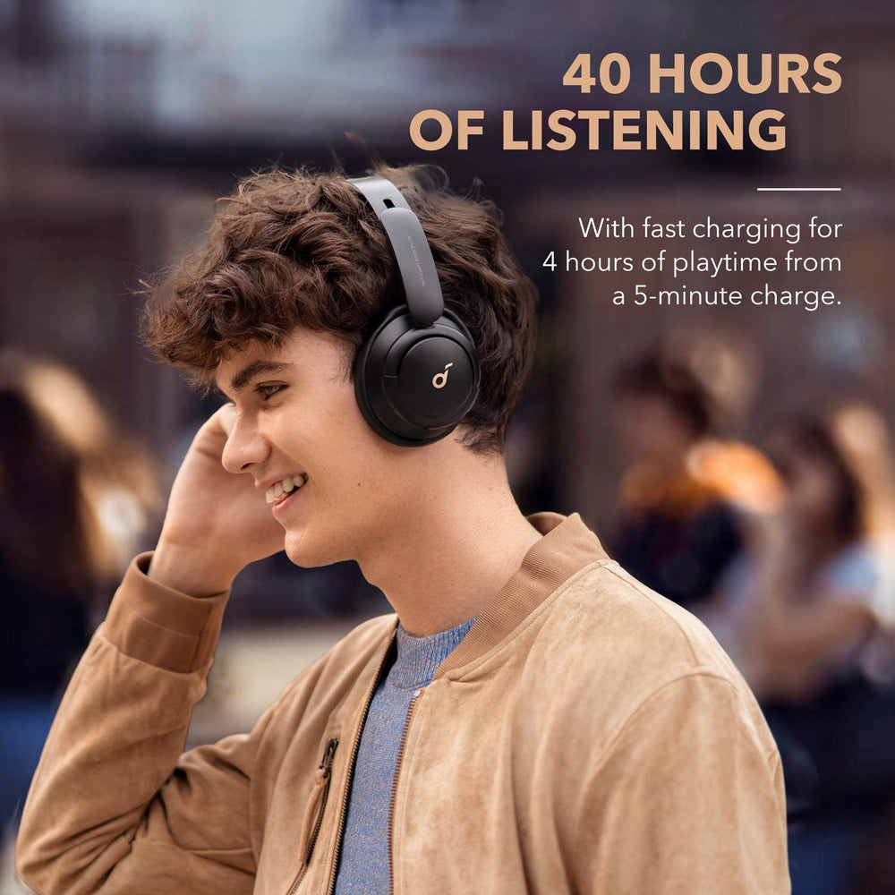 Life Q30 Wireless Bluetooth Headphones, Hybrid Active Noise Cancelling with Multiple Modes, Hi-Res Sound, 40H Playtime, Fast Charge, Soft Earcups Black