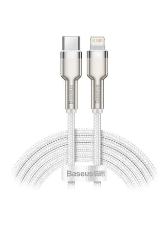 USB C to Lightning Fast Charging Data Transfer Cable PD 20W Cafule Series Power Delivery for iPhone 14/14 Pro/13 Pro/13 Pro Max/13/13 mini, iPad 9, 12 mini/12/12 Pro , 2M White/Silver