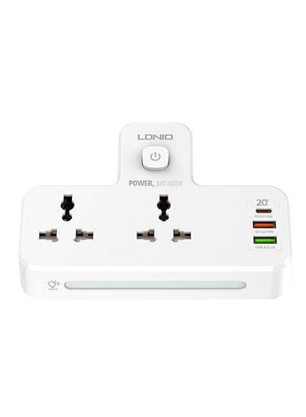 Multi Plug Extension Sockets with 2 USB With PD PORT White 155x105x73mm