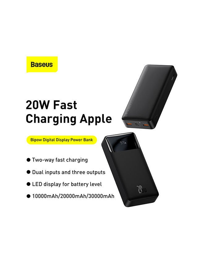 20000.0 mAh Bipow Digital Display Portable Charger, High-Capacity 20000mAh 20W USB-C Power Delivery Power Bank for iPhone 13/12/11/11Pro/11 Pro Max/X /8, Samsung, iPad Pro 2018, Quick Charge Devices 20 watt Black