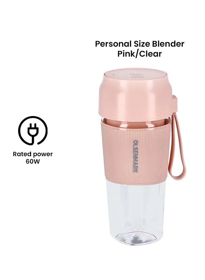 USB Rechargeable Portable Blender 300.0 ml 60.0 W OMSB2439 Pink/Clear