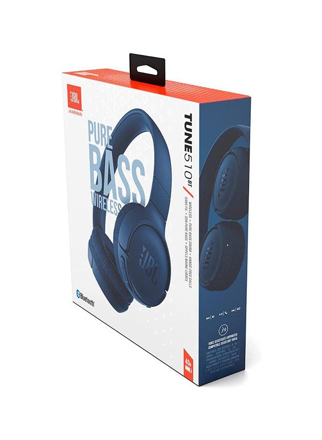 Tune 510Bt Wireless On-Ear Headphones - Pure Bass - 40H Battery - Speed Charge - Fast Usb Type-C - Foldable Blue