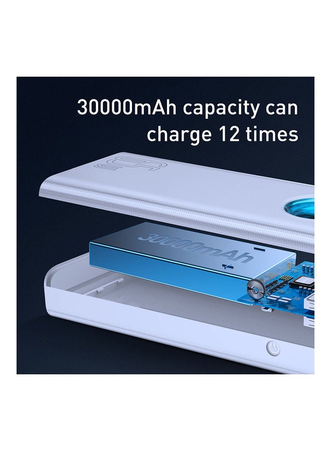 30000 mAh 30000mAh Laptop Power Bank, USB C PD 65W Portable Charger for Laptop, 7-Port Fast Charging Smart LED Display, for iPhone 15 Pro/Plus/Max/14/13/12 Series, MacBook Pro/Air, Dell, XPS, ASUS, iPad, Samsung etc, White White