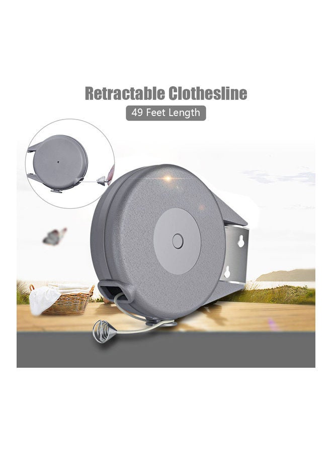 Retractable Clothesline Set with Accessories Grey