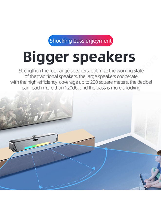 Thinkplus TV computer desktop wired soundbar TS33 speaker USB connection with Bluetooth function TS33-B Black