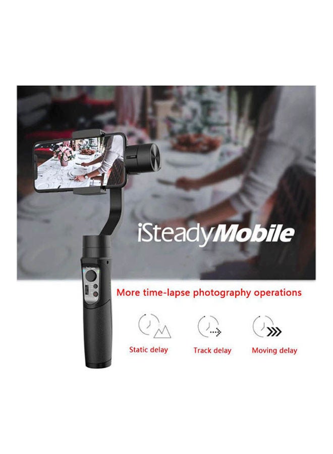 Isteady Mobile Handheld Gimbal Stabilizer For Smartphone Like Iphone Xs Plus 6 Plus Samsung Galaxy S7 S6 S5 Wireless Control Vertical Shooting Panorama Mode Black