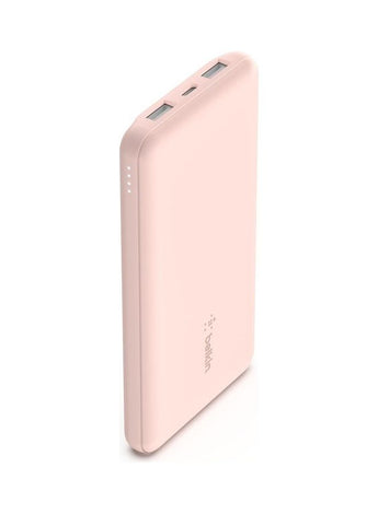 USB C Portable Power Bank (10000 mAh with 1 USB C Port and 2 USB A Ports for up to 15W Charging for iPhone, Android, AirPods, iPad, and More) Rose Gold