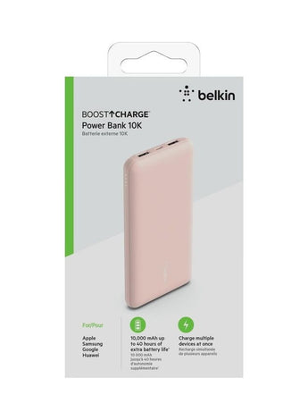 USB C Portable Power Bank (10000 mAh with 1 USB C Port and 2 USB A Ports for up to 15W Charging for iPhone, Android, AirPods, iPad, and More) Rose Gold