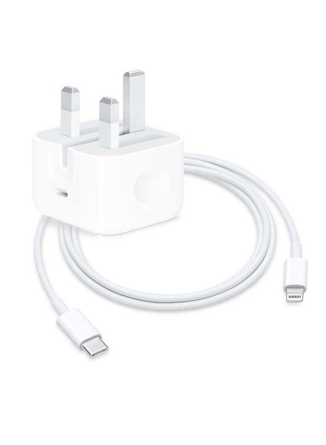 2 in 1 Pack of 20W USB-C Power Adapter and USB-C  to Lightning Cable 1m white