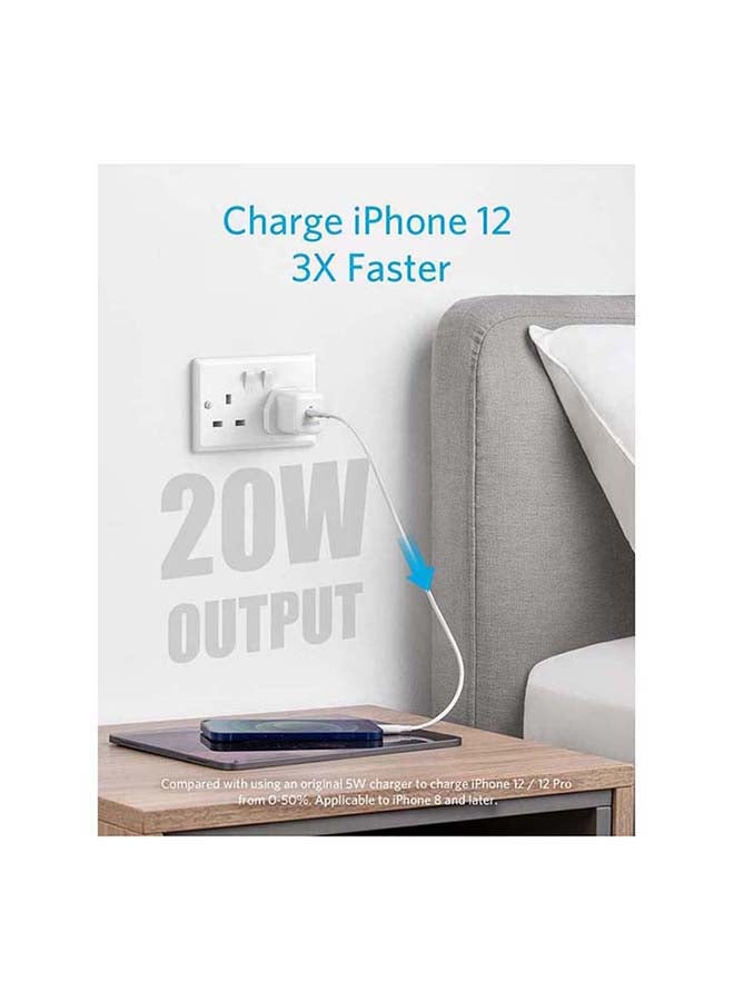 Anker USB C Plug, 20W PIQ 3.0 Fast Charger for the New iPhone, PowerPort III USB-C Charger for iPhone 14 Pro Max/14 Pro/14 Plus/14/13/12/11, iPad/iPad mini, MagSafe, and More (Cable Not Included) White