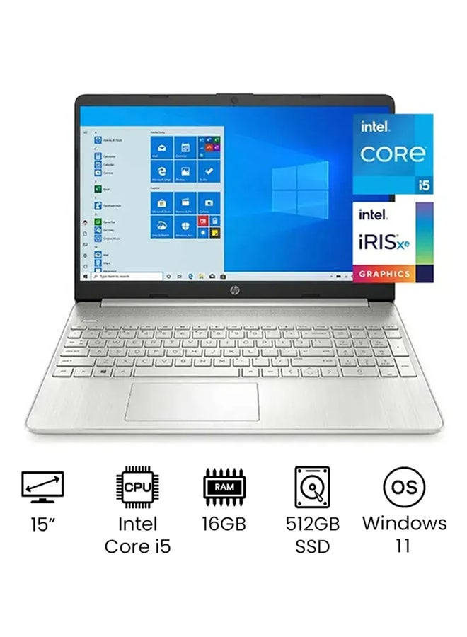 15-dy2095wm Laptop With 15.6-Inch FHD Display, 11th Gen Core i5-1135G7 Processor/16GB RAM/512GB SSD/Intel Iris Xe Graphics/Windows 11 English/Arabic Silver