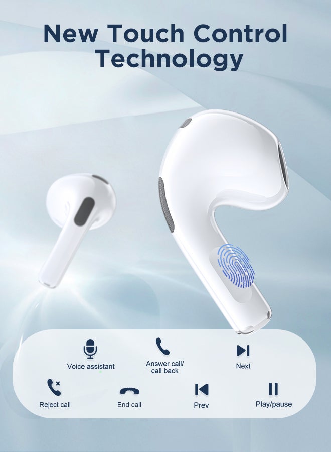 JR-T03S Plus Bluetooth 5.1 TWS Half In-Ear Earphones Wireless Earbuds With Protective Cover Standard Version White