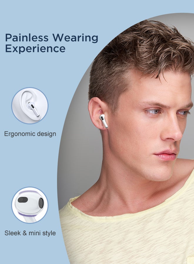 JR-T03S Plus Bluetooth 5.1 TWS Half In-Ear Earphones Wireless Earbuds With Protective Cover Standard Version White