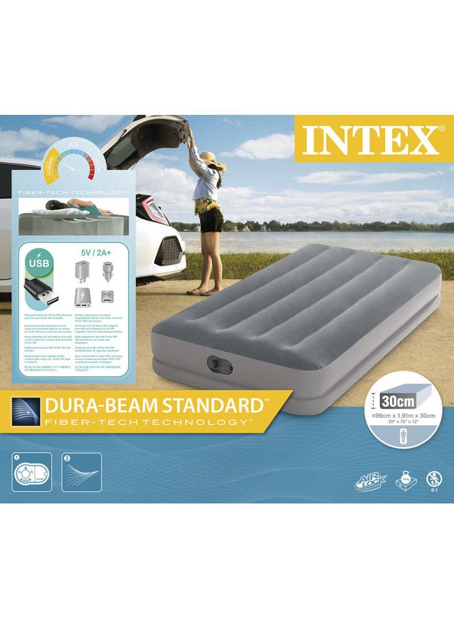 Dura Beam Prestige Airbed With Fastfill USB Pump Twin Size PVC Light/Dark Grey 191 X 99 X 30cm