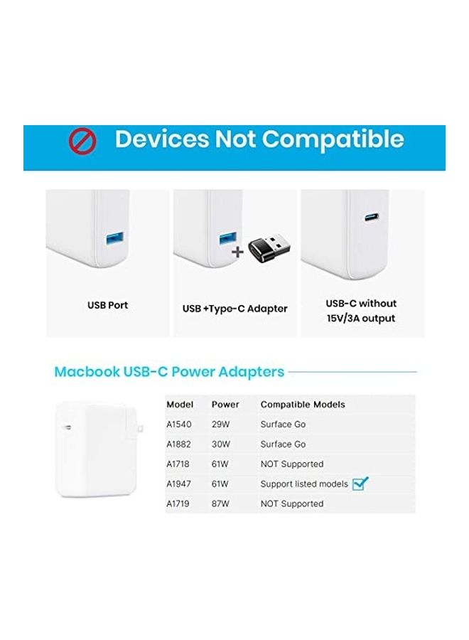 Surface Connect To USB-C Charging Cable Black