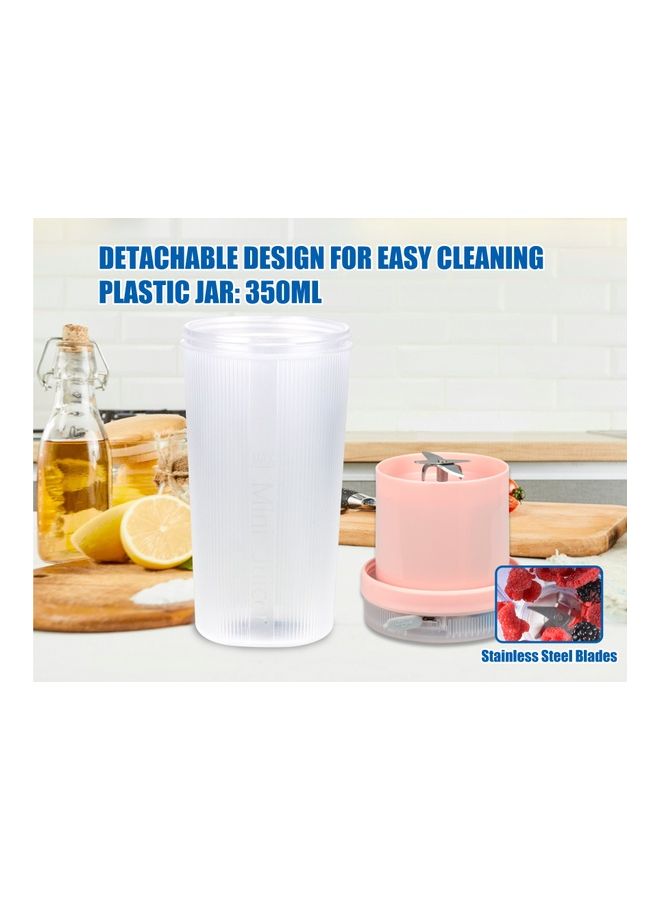 Portable Cordless Personal Mini Mixer Milk Shakes And Smoothies Fruit Juicer With USB Rechargeable Blender SPB-194 Grey/Pink 350ml