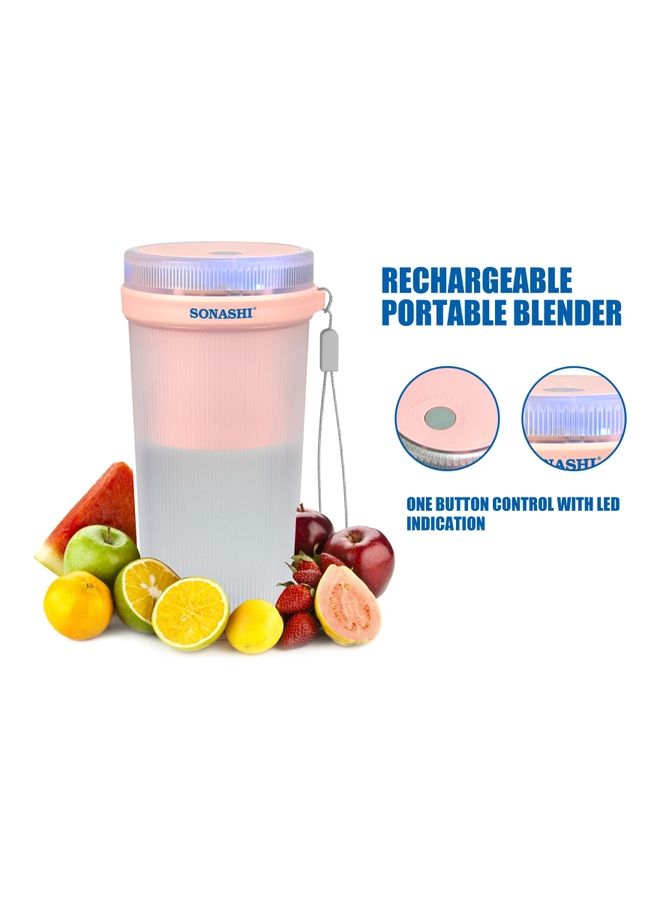 Portable Cordless Personal Mini Mixer Milk Shakes And Smoothies Fruit Juicer With USB Rechargeable Blender SPB-194 Grey/Pink 350ml