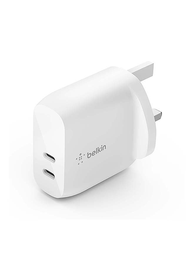 40W USB Type C PD Wall Charger (Dual USB-C Ports for 20W Per Port Fast Power Delivery Enabled Charging for iPhone 14/14 Plus, 13, 13 Pro, 13 Pro Max, Mini, iPad Pro, Galaxy, and More) White