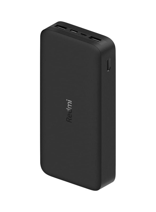 20000 mAh Redmi Power Bank Fast Charge 18W Dual Port with Micro-USB and USB-C Input Black