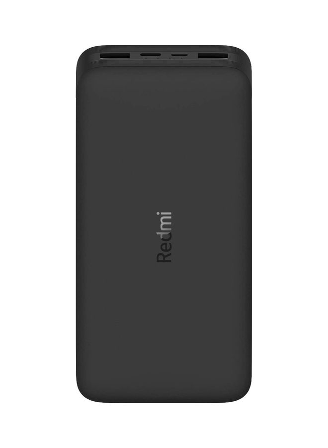 20000 mAh Redmi Power Bank Fast Charge 18W Dual Port with Micro-USB and USB-C Input Black