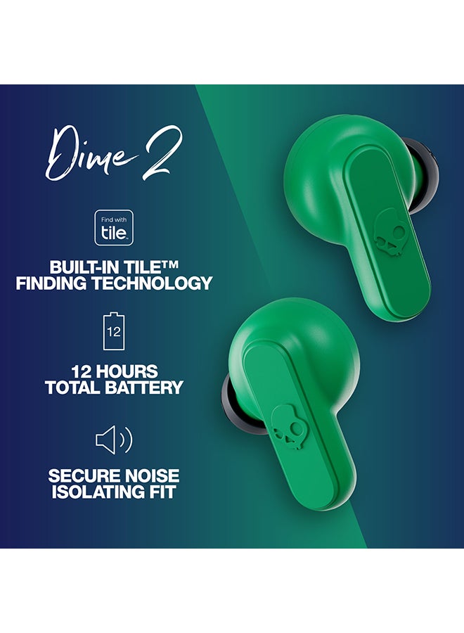 Dime 2 True Wireless Earbuds with Tile Finding Technology 12 Hours Total Battery IPX4 Sweat and Water Resistant Secure Noise Isolating Fit Dark Blue/Green