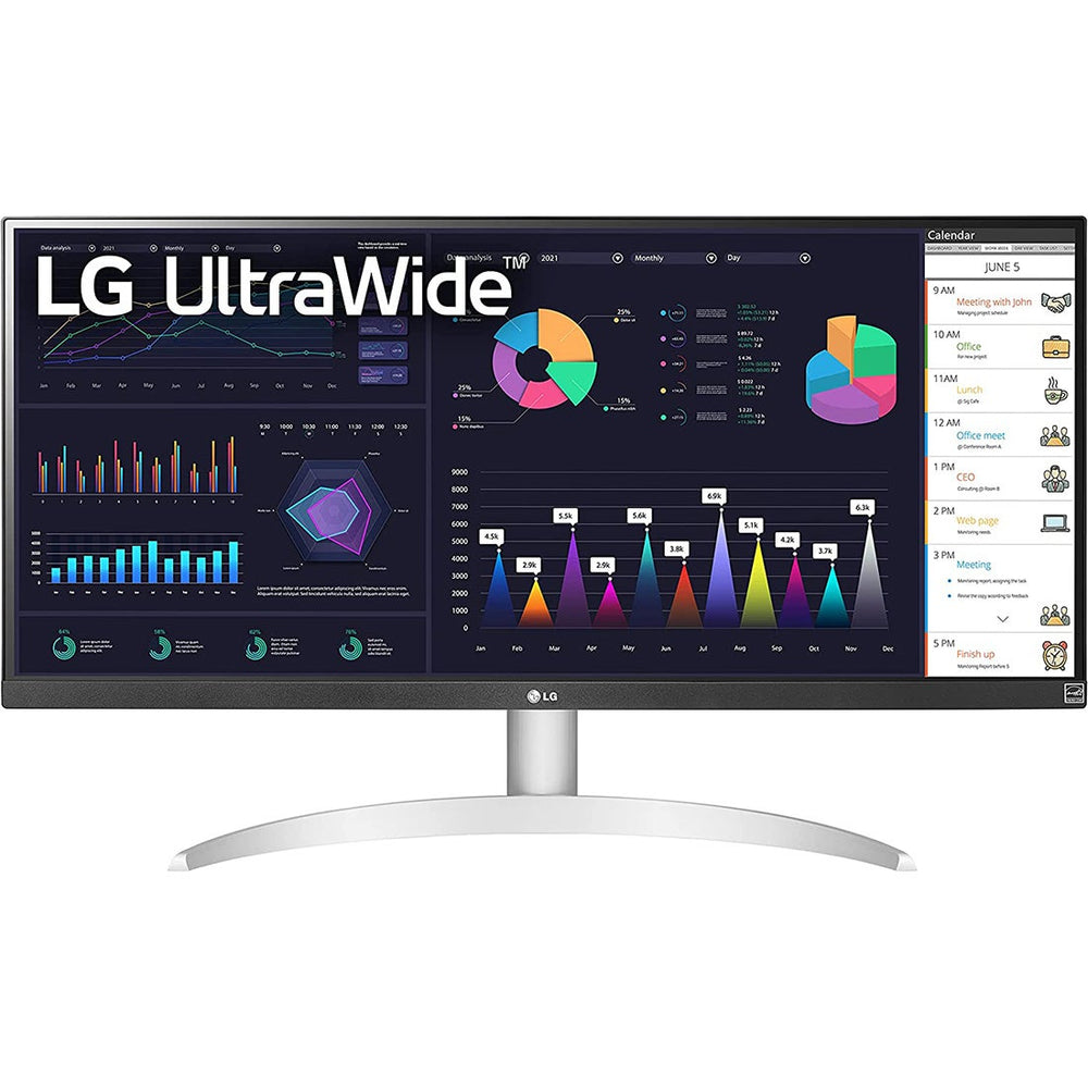 29WQ600-W 29-Inch 21:9 UltraWide Full HD (2560 x 1080) 100Hz IPS Monitor, with RGB 99% Color Gamut with HDR10, USB Type-C, AMD FreeSync, Built in Speakers, 3-Side Virtually Borderless Design Silver