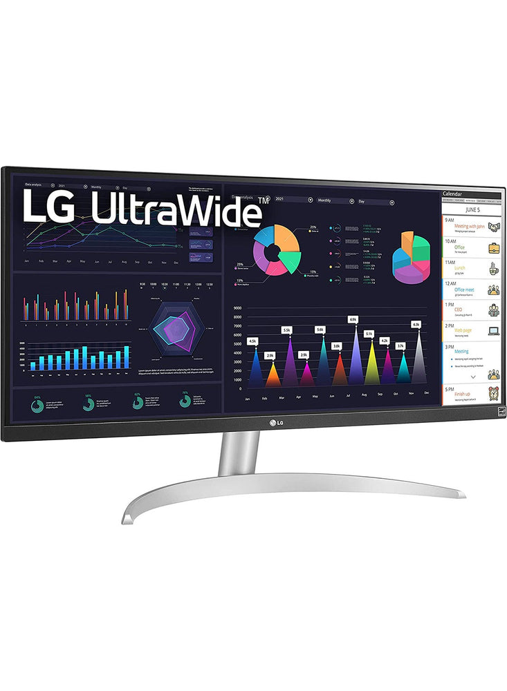 29WQ600-W 29-Inch 21:9 UltraWide Full HD (2560 x 1080) 100Hz IPS Monitor, with RGB 99% Color Gamut with HDR10, USB Type-C, AMD FreeSync, Built in Speakers, 3-Side Virtually Borderless Design Silver