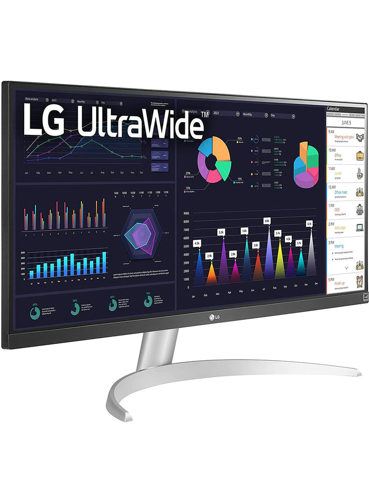 29WQ600-W 29-Inch 21:9 UltraWide Full HD (2560 x 1080) 100Hz IPS Monitor, with RGB 99% Color Gamut with HDR10, USB Type-C, AMD FreeSync, Built in Speakers, 3-Side Virtually Borderless Design Silver