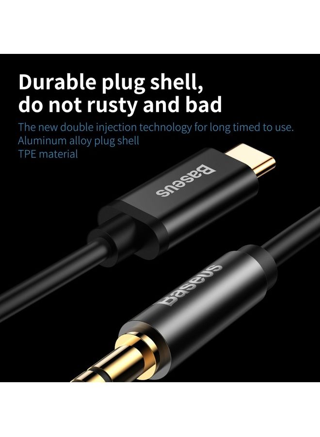 Audio Aux Jack Cable 3.93ft USB Type C To 3.5mm Headphone Stereo Cord Car Compatible With iPad Pro 2018 Google Pixel 2 3 XL Samsung Galaxy S21 S20 Ultra Note 20 10 Plus Black