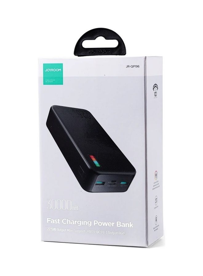 30000.0 mAh JR-QP196 Dazzling Series 30000mAh Power Bank 22.5W Superfast Charging Battery Pack Support PD3.0 QC3.0 Black