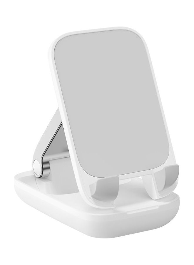 Foldable Phone Stand for Desk Height Adjustable Cell Phone Holder Portable Cellphone Cradle Desktop Dock Compatible with iPhone 15/14/13 Pro Max Mini, 12 11 XR X 8 7 6 Plus SE, Smartphone White