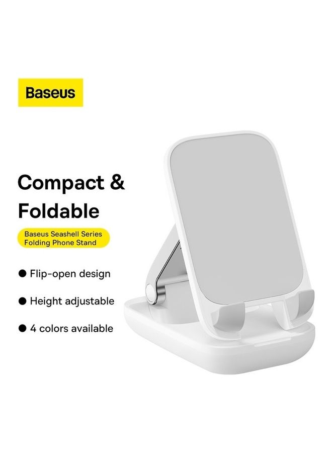 Foldable Phone Stand for Desk Height Adjustable Cell Phone Holder Portable Cellphone Cradle Desktop Dock Compatible with iPhone 15/14/13 Pro Max Mini, 12 11 XR X 8 7 6 Plus SE, Smartphone White