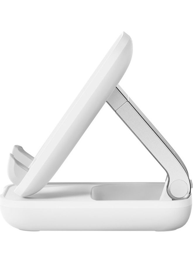 Foldable Phone Stand for Desk Height Adjustable Cell Phone Holder Portable Cellphone Cradle Desktop Dock Compatible with iPhone 15/14/13 Pro Max Mini, 12 11 XR X 8 7 6 Plus SE, Smartphone White