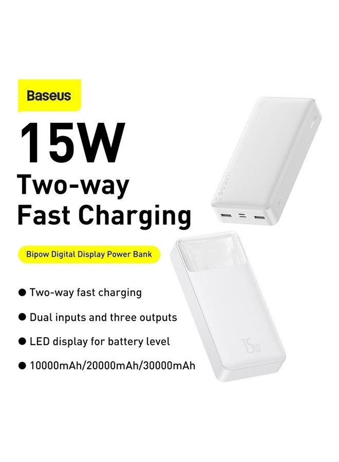 20000.0 mAh Digital Display Portable Charger High-Capacity 15W Usb-C Power Delivery Power Bank For Iphone 14/12/11/11Pro/11 Pro Max/X /8 Samsung Ipad Pro 2018 Quick Charge Devices White