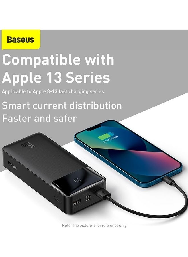 30000.0 mAh Digital Display Portable Charger High-Capacity 15W Usb-C Power Delivery Power Bank For Iphone 14/12/11/11Pro/11 Pro Max/X /8 Samsung Ipad Pro 2018 Quick Charge Devices Black