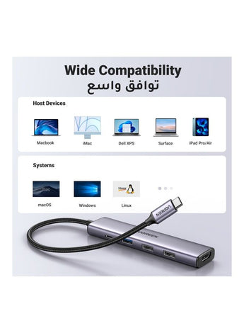 USB C Hub with 100W PD Charging, Type C to HDMI 4K 30Hz Adapter, USB Hub 3.0 5Gbps Data Transfer Ports, Compatible for MacBook Pro/Air 2023 M2/M1, iPad Pro/Air, HP, Dell, ASUS, Lenovo, etc Silver