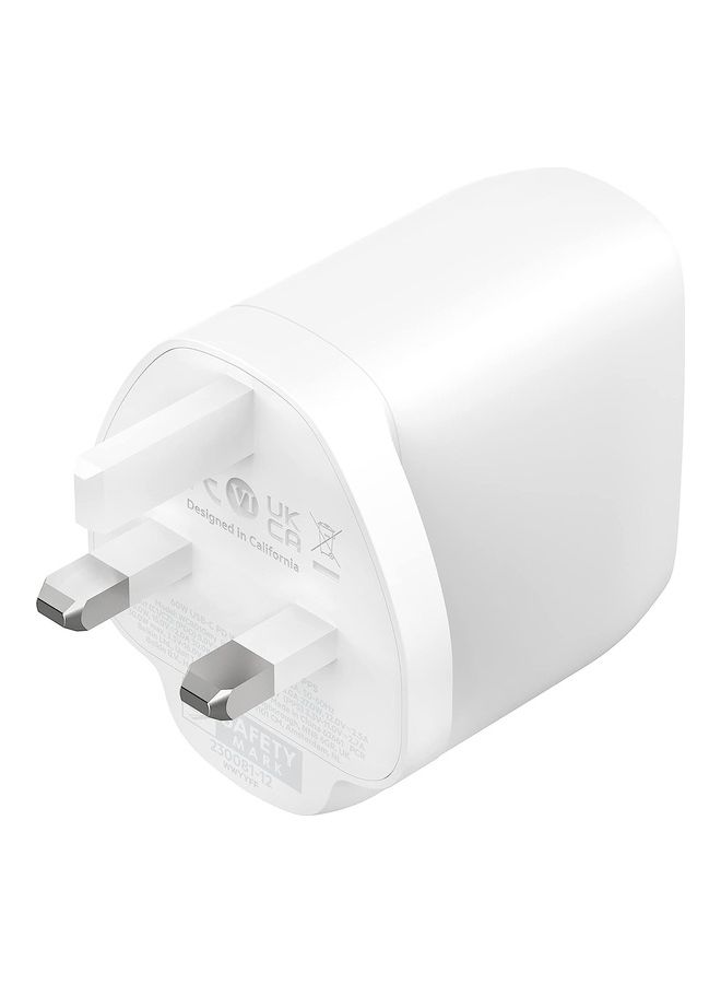 BoostCharge Dual USB-C Plug with PPS 60W for Apple iPhone, iPad, Samsung Galaxy, Google Pixel - Compatible w/USB-C to Lightning Cable & USB-C to USB-C - White White