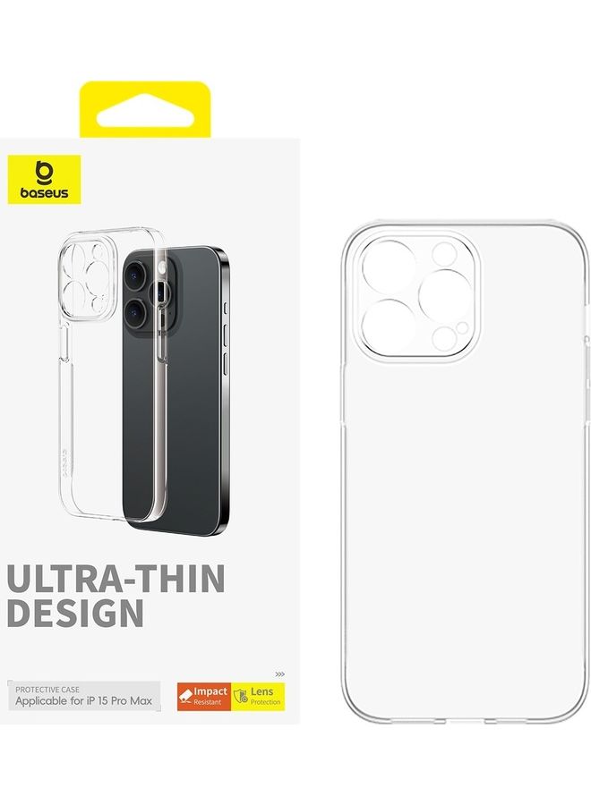 iPhone 15 Pro Max 6.7 Inch Transparent PC Phone Case Anti-Yellowing Ultra Thin Impact And Shatter Resistance Protection Full Coverage Lens Clear